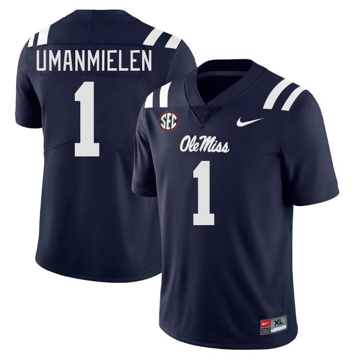 Men #1 Princely Umanmielen Ole Miss Rebels College Football Jerseys Stitched-Navy